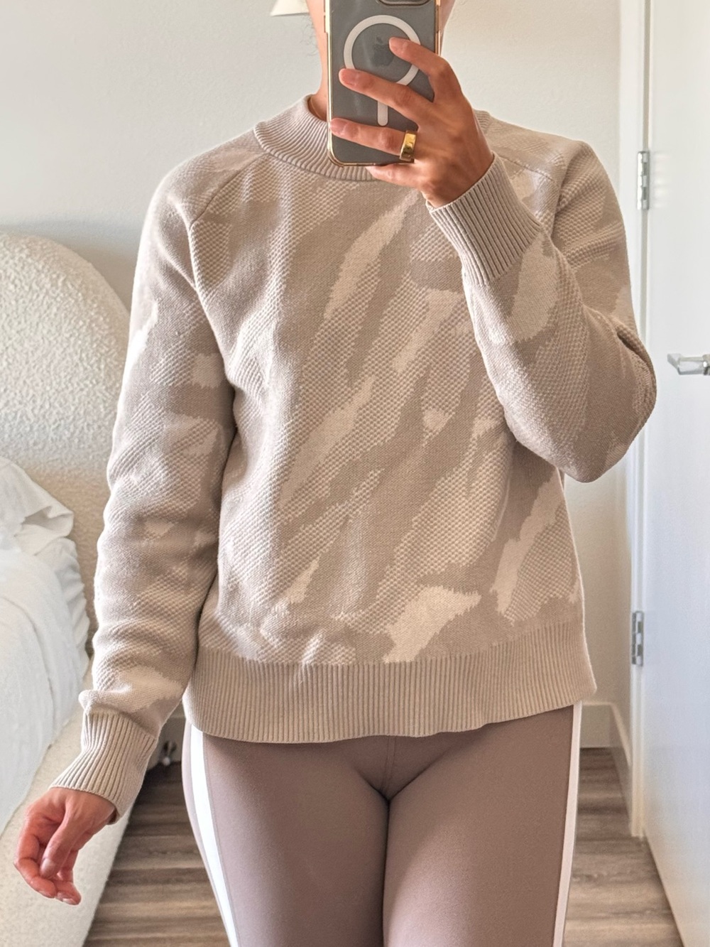 Athleta camo Crewneck Sweater XS
